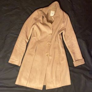 Beige Suede Long Sleeved Coat